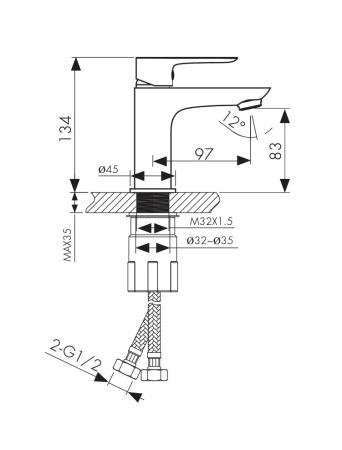 05011 Смеситель KAISER Cezar для раковины 